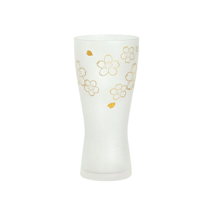 Sakura Beer Glass Gift Set – Foam-Making Series | 310ml Japanese Beer Glass with Gold Cherry Blossom Design | Made in Japan