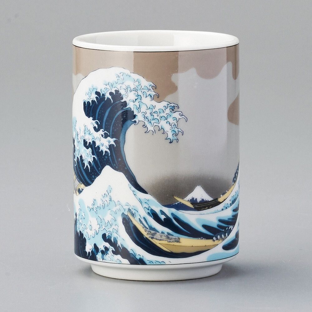 Minoware TOKI Sushi Yunomi Teacup β Nami Fuji (Wave Fuji) Design | 7Γ10cm | Microwave Safe | Made in Japan