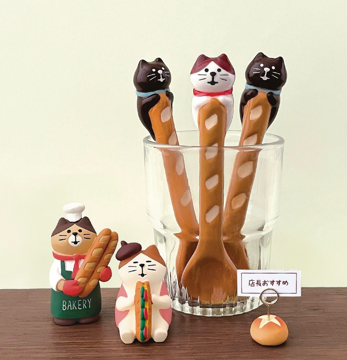 Baguette Spoon – Dark Brown Cat | Hand-Painted Ceramic Spoon | Imported from Japan