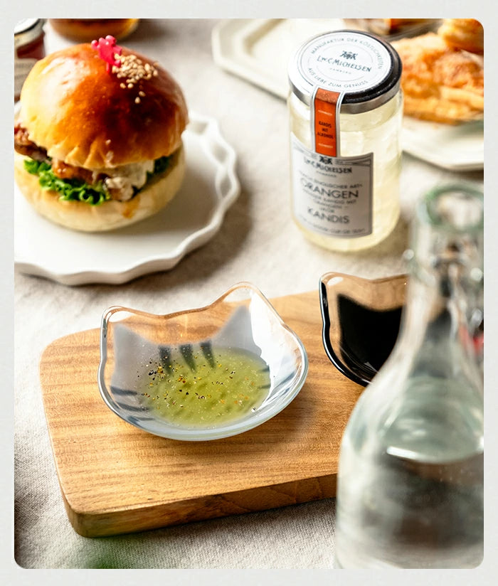 Coconeco Cat Face Glass Plate – Mame-dish Series | Chatra (Brown Tabby) / Tiger (Gray Tabby) / Hachiware (Black & White) | Made in Japan