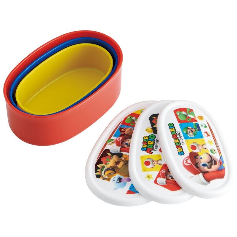 Super Mario Antibacterial 3-Size Stackable Lunch Box Set – Made in Japan | Microwave Safe