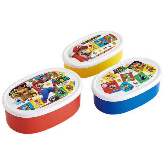 Super Mario Antibacterial 3-Size Stackable Lunch Box Set – Made in Japan | Microwave Safe